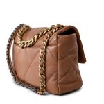 21P Large Caramel Lambskin Quilted 19 Flap Mixed Hardware - Image 6