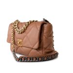21P Large Caramel Lambskin Quilted 19 Flap Mixed Hardware - Image 7