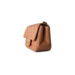 22S Caramel Lambskin Quilted Mini Square Flap Light Gold Hardware - Image 3
