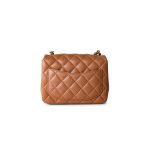 22S Caramel Lambskin Quilted Mini Square Flap Light Gold Hardware - Image 4