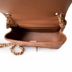 22S Caramel Lambskin Quilted Mini Square Flap Light Gold Hardware - Image 12