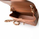22S Caramel Lambskin Quilted Mini Square Flap Light Gold Hardware - Image 13