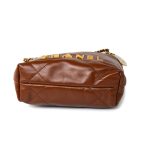 23A Light Brown Calfskin Quilted Mini 22 Bag Antique Gold Hardware - Image 6