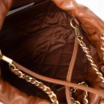 23A Light Brown Calfskin Quilted Mini 22 Bag Antique Gold Hardware - Image 10