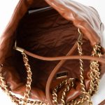 23A Light Brown Calfskin Quilted Mini 22 Bag Antique Gold Hardware - Image 11