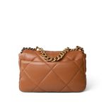 23B Caramel Lambskin Quilted 19 Flap Small Mixed Hardware - Image 5