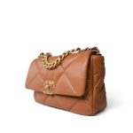 23B Caramel Lambskin Quilted 19 Flap Small Mixed Hardware - Image 3