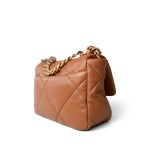 23B Caramel Lambskin Quilted 19 Flap Small Mixed Hardware - Image 7