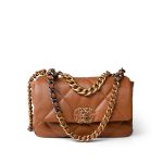 23B Caramel Lambskin Quilted 19 Flap Small Mixed Hardware - Image 2
