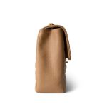 Beige Jumbo Horizontal Stripe Single Flap Gold Hardware - Image 4