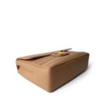Beige Jumbo Horizontal Stripe Single Flap Gold Hardware - Image 6
