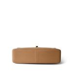 Beige Jumbo Horizontal Stripe Single Flap Gold Hardware - Image 3