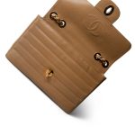 Beige Jumbo Horizontal Stripe Single Flap Gold Hardware - Image 10