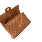 Brown Lambskin Double Faced Flap Bag Gold Hardware - Image 11