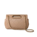 Lambskin Quilted A Real Catch Flap Bag Beige Aged Gold Hardware - Image 5