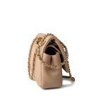 Lambskin Quilted A Real Catch Flap Bag Beige Aged Gold Hardware - Image 2