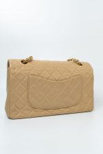 Vintage Beige Lambskin Quilted Classic Flap Medium GHW - Image 3