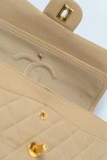 Vintage Beige Lambskin Quilted Classic Flap Medium GHW - Image 15