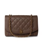 Vintage Brown Caviar Quilted Medium Diana Flap Gold Hardware