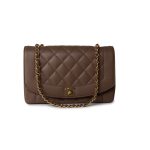 Vintage Brown Caviar Quilted Medium Diana Flap Gold Hardware - Image 9