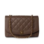 Vintage Brown Caviar Quilted Medium Diana Flap Gold Hardware - Image 2