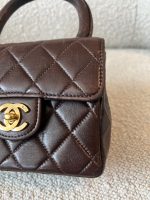 Vintage Brown Lambskin Quilted Micro Mini Kelly with Top Handle GHW - Image 4