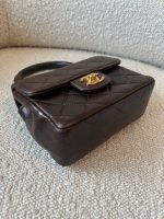 Vintage Brown Lambskin Quilted Micro Mini Kelly with Top Handle GHW - Image 5