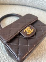 Vintage Brown Lambskin Quilted Micro Mini Kelly with Top Handle GHW - Image 7