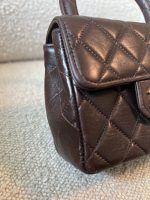 Vintage Brown Lambskin Quilted Micro Mini Kelly with Top Handle GHW - Image 3