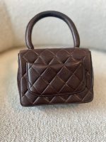 Vintage Brown Lambskin Quilted Micro Mini Kelly with Top Handle GHW - Image 6