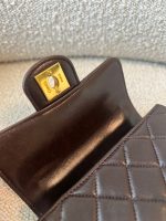 Vintage Brown Lambskin Quilted Micro Mini Kelly with Top Handle GHW - Image 8