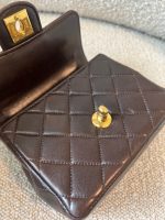 Vintage Brown Lambskin Quilted Micro Mini Kelly with Top Handle GHW - Image 9