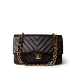 Vintage Chocolate Lambskin Chevron Classic Flap Medium Gold Hardware