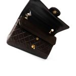 Vintage Dark Brown Lambskin Quilted Classic Flap Medium Gold Hardware - Image 13