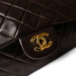 Vintage Dark Brown Lambskin Quilted Classic Flap Medium Gold Hardware - Image 14