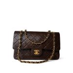 Vintage Dark Brown Lambskin Quilted Classic Flap Medium Gold Hardware