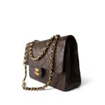 Vintage Dark Brown Lambskin Quilted Classic Flap Medium Gold Hardware - Image 2