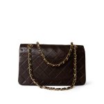 Vintage Dark Brown Lambskin Quilted Classic Flap Medium Gold Hardware - Image 3