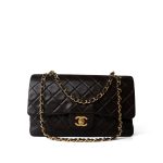 Vintage Dark Brown Lambskin Quilted Classic Flap Medium Gold Hardware