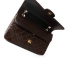 Vintage Dark Brown Lambskin Quilted Classic Flap Medium Gold Hardware - Image 4