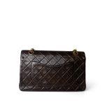 Vintage Dark Brown Lambskin Quilted Classic Flap Medium Gold Hardware - Image 4