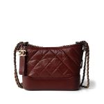Burgundy Aged Calfskin Quilted Gabrielle Hobo Bag Small Mixed Hardware - Image 2