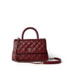 Burgundy Caviar Quilted Coco Handle Small Light Gold Hardware - Image 2