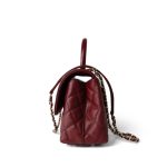 Burgundy Caviar Quilted Coco Handle Small Light Gold Hardware - Image 9