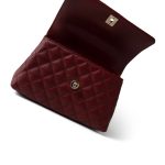 Burgundy Caviar Quilted Coco Handle Small Light Gold Hardware - Image 10