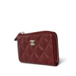 Burgundy Caviar Quilted Zipped Coin Purse Key Holder - Image 2