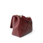 Easy Carry Flap Burgundy Lambskin Quilted Light Gold Hardware - Image 14