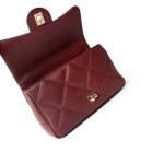 Easy Carry Flap Burgundy Lambskin Quilted Light Gold Hardware - Image 12