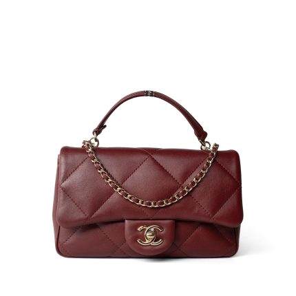 Easy Carry Flap Burgundy Lambskin Quilted Light Gold Hardware