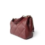 Easy Carry Flap Burgundy Lambskin Quilted Light Gold Hardware - Image 9